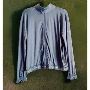 Under Armour Heatgear Womens L Jacket Light Blue Logo Bottom 1329456  Zip Front
